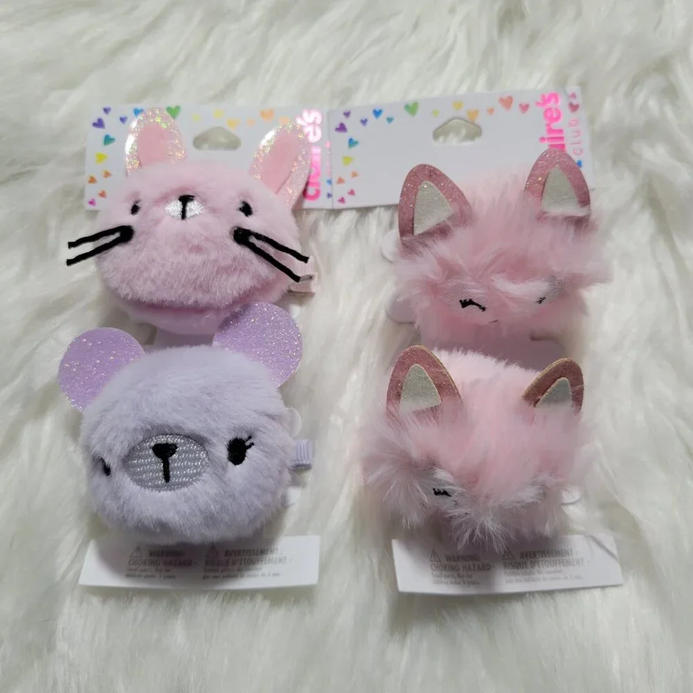 Claire's Club Pom Pom Hair Clips Set